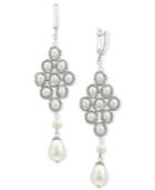 Pearl Lace By Effy Cultured Freshwater Pearl (4-1/2mm, 8-1/2mm) Lace Drop Earrings In Sterling Silver