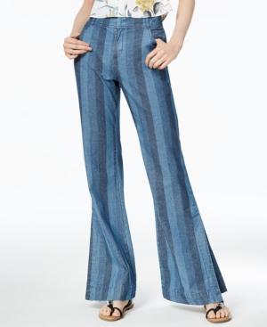 Bar Iii Cotton Striped Wide-leg Jeans, Created For Macy's