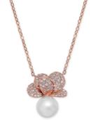 Danori Imitation Pearl & Crystal Pave Pendant Necklace 16 + 2 Extender, Created For Macy's