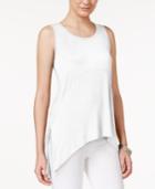 Pink Rose Juniors' Side-slit Handkerchief-hem Tank