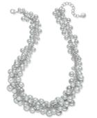 Charter Club Silver-tone Gray Imitation Pearl Cluster Necklace, Created For Macy's