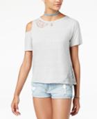 American Rag Juniors' Lace-inset Cold-shoulder Top, Created For Macy's