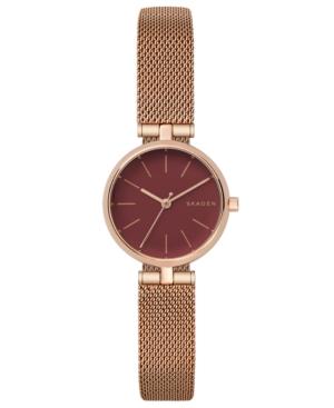 Skagen Women's Signatur Rose Gold-tone Stainless Steel Mesh Bracelet Watch 26mm