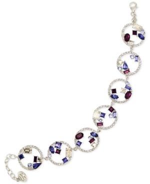 Sis By Simone I Smith Blue, Purple And White Crystal Bracelet In Platinum Over Sterling Silver
