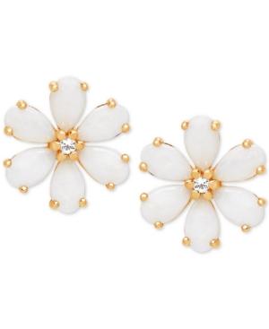 Opal (1-1/5 Ct. T.w.) & White Topaz Accent Flower Stud Earrings In 14k Gold