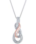Diamond Swirl 18 Pendant Necklace (1/10 Ct. T.w.) In Sterling Silver & 14k Rose Gold-plate