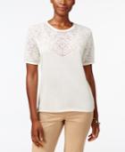 Alfred Dunner Petite Cactus Ranch Crochet-detail Sweater