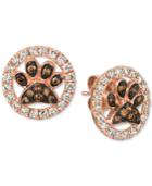 Le Vian Chocolate (1/5 Ct. T.w.) And Nude (5/8 Ct. T.w.) Diamond Paw Earrings In 14k Rose Gold