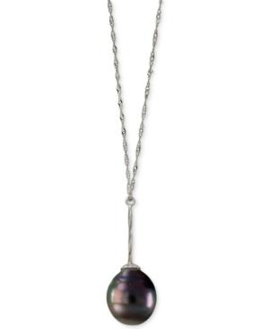 Effy Cultured Black Tahitian Pearl (11mm) Lariat Necklace In 14k White Gold