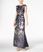 Vince Camuto Sequined Embroidered Open-back Gown