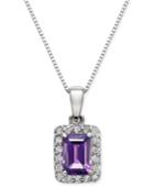 Amethyst (1 Ct. T.w.) & Diamond (1/6 Ct. T.w.) 18 Pendant Necklace In 14k White Gold