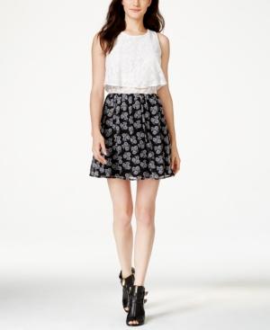 Emerald Sundae Juniors' Lace Popover Dress