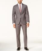 Kenneth Cole Reaction Men's Slim-fit Gray & Burgundy Plaid Techni-cole Suit