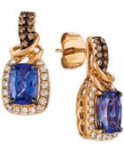 Le Vian Chocolatier Blueberry Tanzanite (1-3/4 Ct. T.w.) & Diamond (1/3 Ct. T.w.) Drop Earrings In 14k Rose Gold