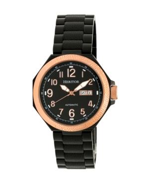 Heritor Automatic Spartacus Rose Gold & Black Stainless Steel Watches 45mm