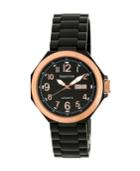 Heritor Automatic Spartacus Rose Gold & Black Stainless Steel Watches 45mm