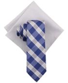 Tallia Men's Nebu Plaid Tie And Solid Pocket Square Set