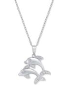 Diamond Dolphin Pendant Necklace (1/10 Ct. T.w.) In Sterling Silver