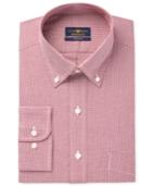 Club Room Estate Men's Classic-fit Wrinkle-resistant Cranberry Houndstooth Dress Shirt, Only At Macy's