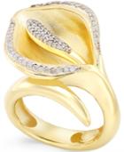 Diamond Lily Bypass Ring (3/8 Ct. T.w) In 14k Gold Over Sterling Silver