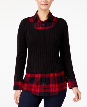 Style & Co Plaid Layered-look Top, Created For Macy's