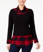 Style & Co Plaid Layered-look Top, Created For Macy's