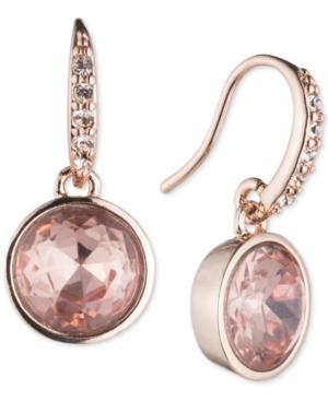 Lonna & Lilly Rose Gold-tone Pink Stone Drop Earrings