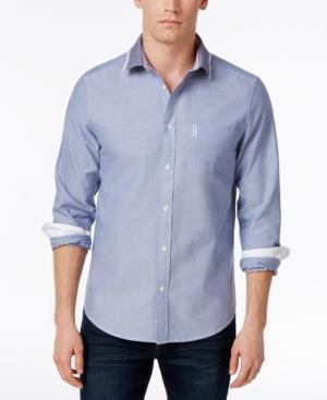 Ben Sherman Men's Flat Knit Collar Cotton Shirt