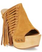 Mojo Moxy Bandalero Fringe Wooden Platform Mules Women's Shoes