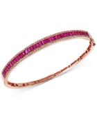 Effy Ruby (3-1/2 Ct. T.w.) And Diamond (1/2 Ct. T.w.) Bangle Bracelet In 14k Rose Gold