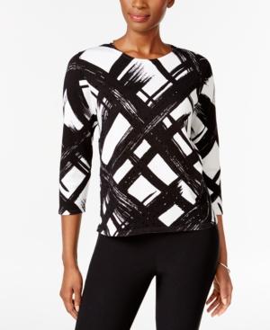 Alfred Dunner Petite Wrap It Up Brushstroke Sweater