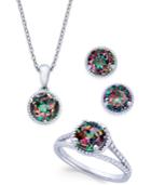 Mystic Quartz Rope-style Pendant Necklace, Stud Earrings And Ring Set (4 Ct. T.w.) In Sterling Silver