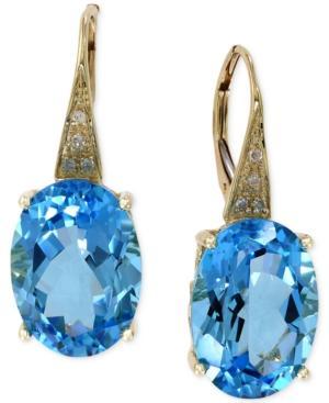 Effy Blue Topaz (13-1/5 Ct. T.w.) And Diamond Accent Earrings In 14k Gold