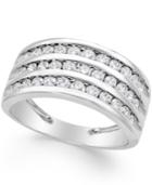 Three-row Diamond Ring (1 Ct. T.w.) In 14k White Gold