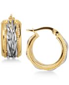 Two-tone Braided Hoop Earrings In 14k Gold And White Gold