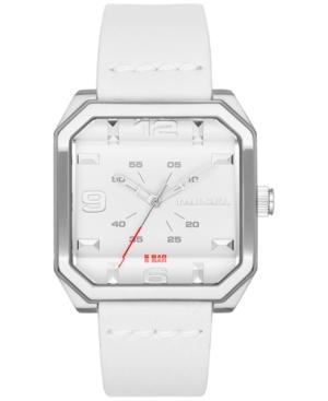 Diesel Men's Flat Top White Leather Strap Watch 42x47mm Dz1823