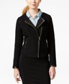 Maison Jules Faux-leather-detail Moto Jacket, Only At Macy's