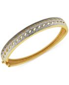 Diamond Accented Cut-out Hinged Bangle Bracelet In 18k Gold Over Silver-plated Bronze