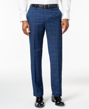 Sean John Men's Slim-fit Navy Plaid Suit Pants