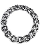 Men's Fleur-de-lis Link Bracelet In Stainless Steel & Black Titanium-plate
