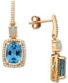 Multi-gemstone (3-3/4 Ct. T.w.) & Diamond (1/5 Ct. T.w.) Drop Earrings In 10k Gold