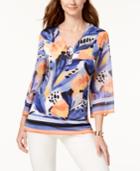 Jm Collection Printed V-neck Top, Created For Macy's