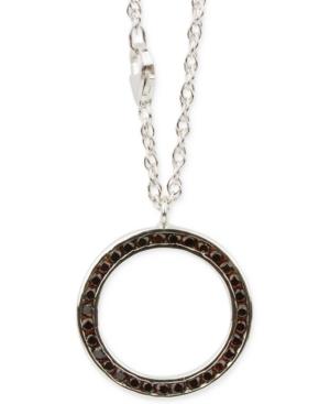 Garnet Accent Round Pendant Necklace In Sterling Silver