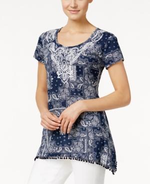 Style & Co. Handkerchief-hem Embroidered Top, Only At Macy's
