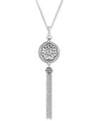 Lucky Brand Silver-tone Disc And Tassel Lariat Necklace