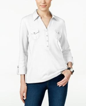 Karen Scott Petite Utility Polo Top, Only At Macy's