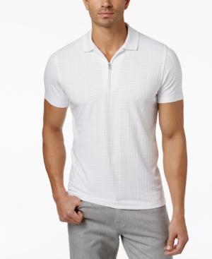 Alfani Men's Textured Zipper Performance Polo, Only At Macy's