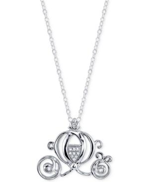 Disney Diamond Accent Cinderella Pendant Necklace In Sterling Silver