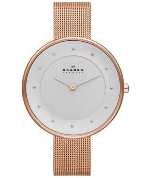 Skagen Denmark Women's Gitte Rose Gold-tone Stainless Steel Mesh Bracelet Watch 38mm Skw2142