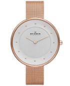 Skagen Denmark Women's Gitte Rose Gold-tone Stainless Steel Mesh Bracelet Watch 38mm Skw2142